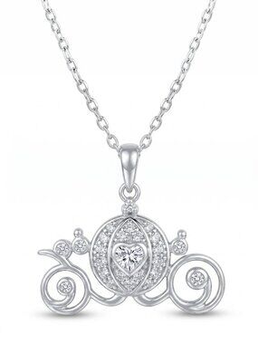 Pumpkin Carriage Necklace, 925 Sterling Silver, Charmed Aroma Cinderella